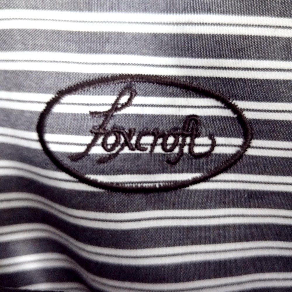 Foxcroft Shirt Womens 16 Black White Stripe Non Iron Fitted Button Front Dress - Picture 8 of 9